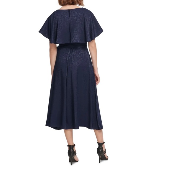 Dkny Animal Print Stretch Midi Dress Navy 6, mint condition - Picture 2 of 7